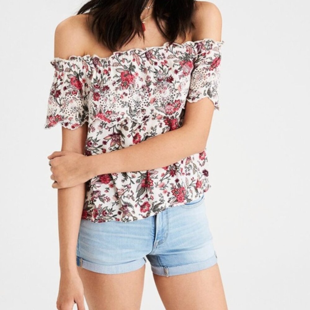 AE Off Shoulder Floral Ruffle Top - Picture 8 of 11